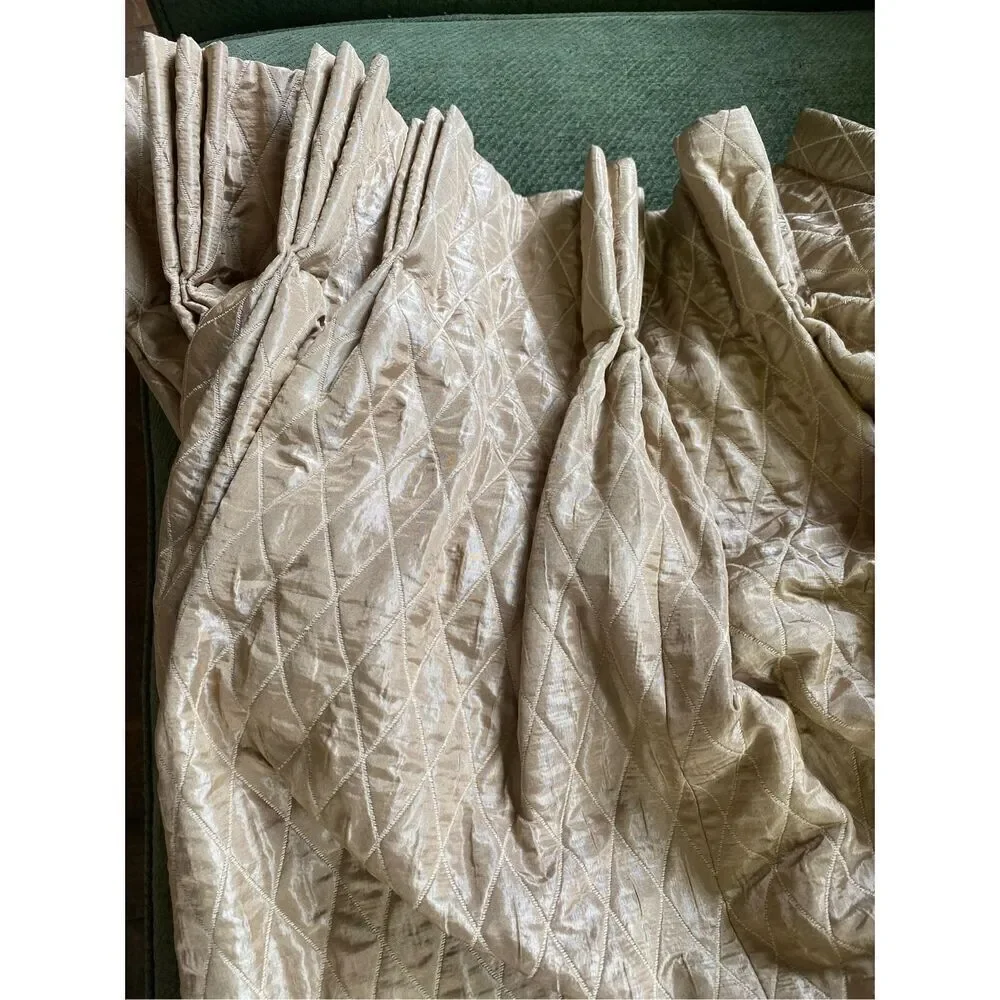 Custom Made Pleated Curtain Drape Panel Quilted Blockout 27”W x 111”L Vintage